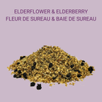 Elderflower and elderberry herbal tea 