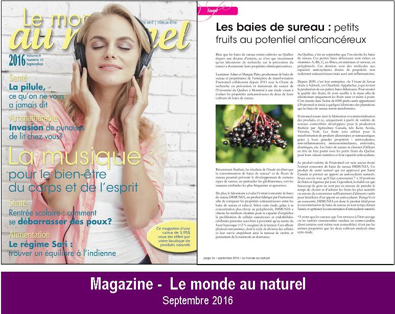 Article du magazine Le monde au Naturel