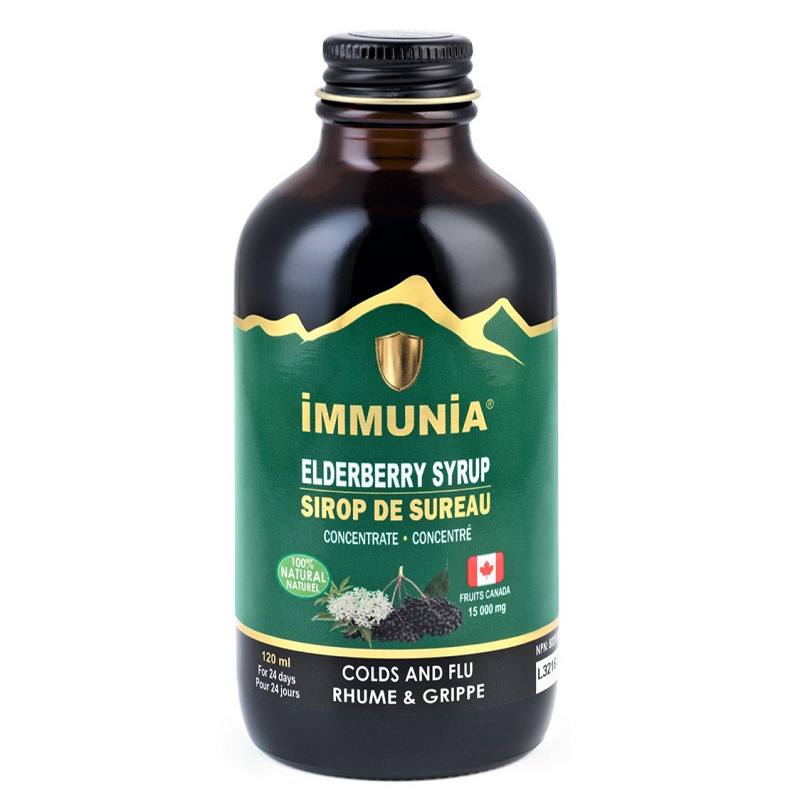 Sirop de Sureau IMMUNIA. Éloigne Rhume-Grippe. Sans sucre ajouté